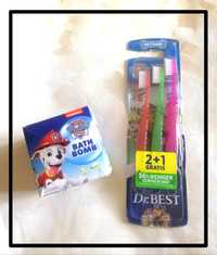 Детский набор зубная щетка и бомбочка для ванны Щенячий патруль Маршал