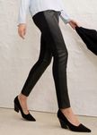 B.P.C legginsy czarne ze wstawką z jagnięcej naturalnej skóry 46.
