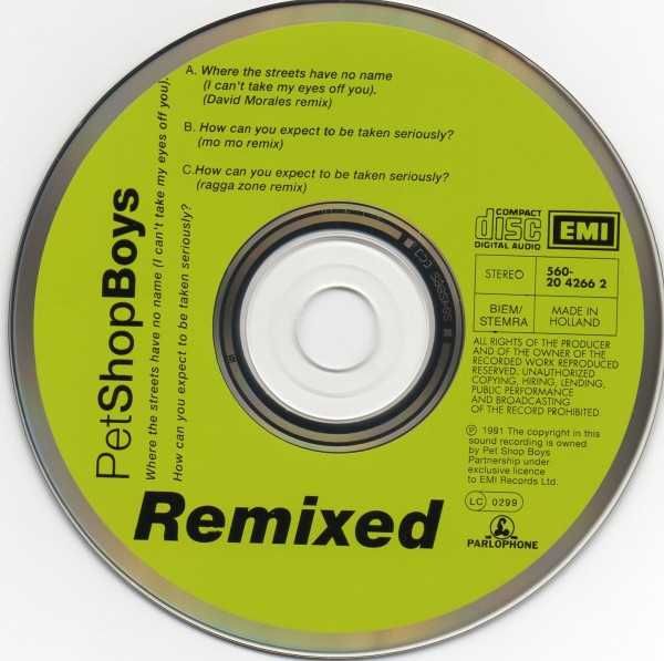 Pet Shop Boys – Where The Streets Have No Name Remixed CD