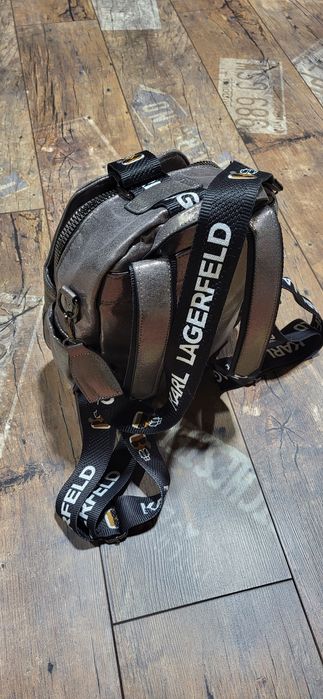 Karl ludzik srebrny plecak torebka 2 w 1 premium logowany