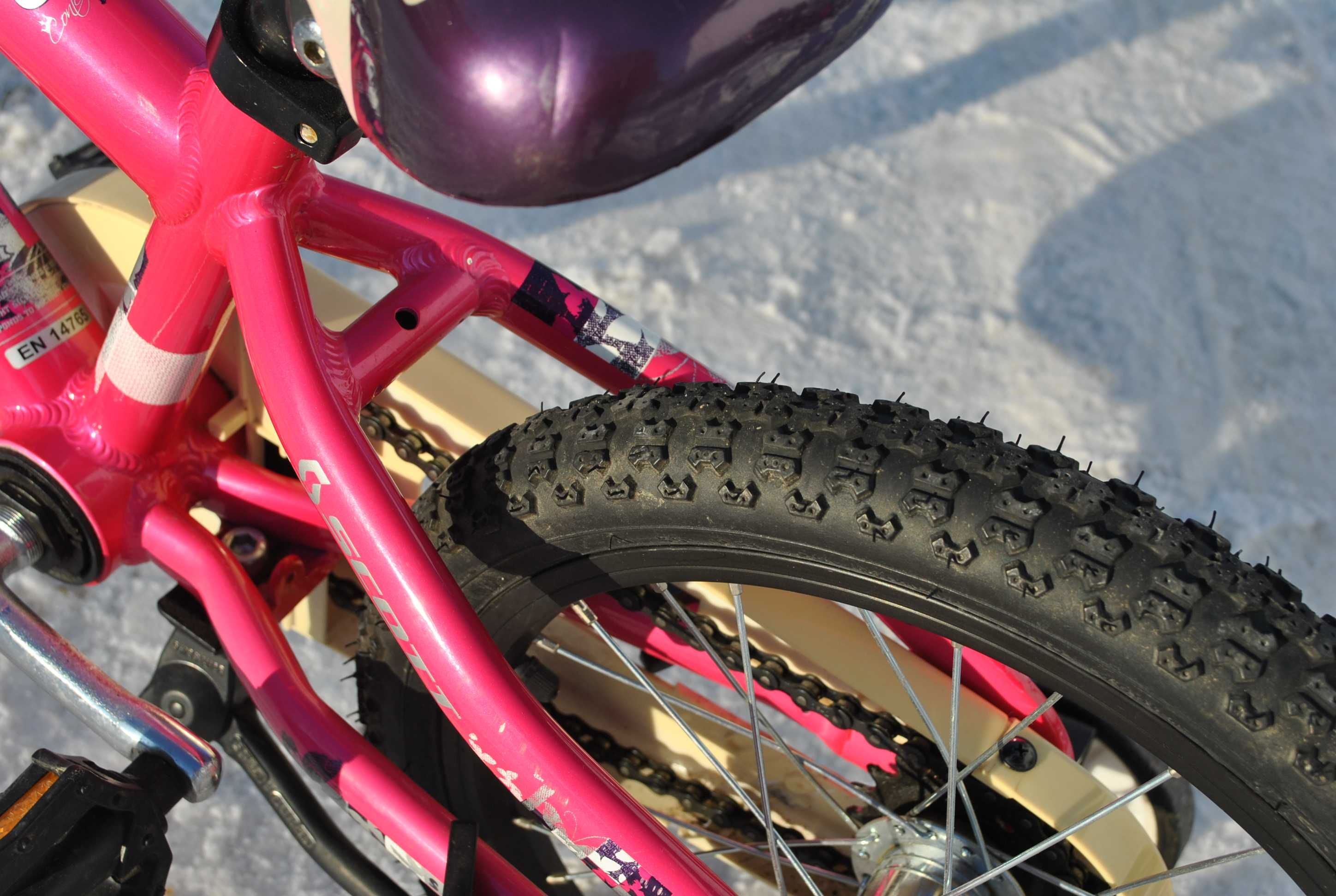 Rower rowerek Scott Junior Contessa koła 16 różowy kółka boczne2