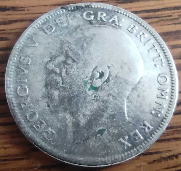 Moneta srebrna Anglia half crown pół korony 1929 srebro ag