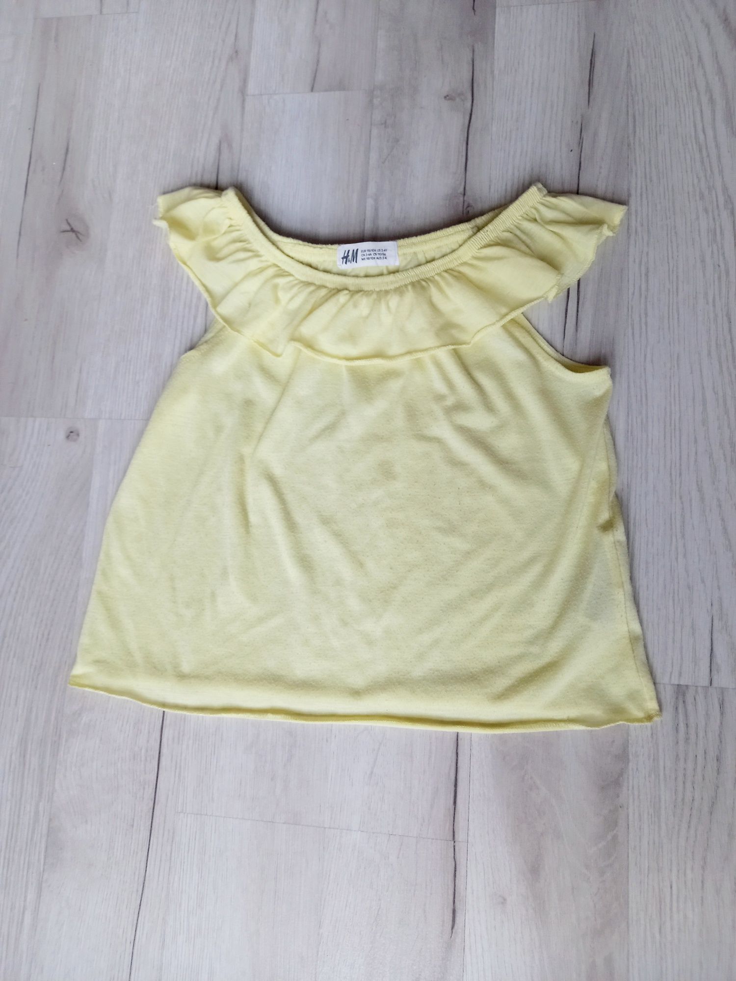 Żółta koszulka dziewczęca H&M r  98/104