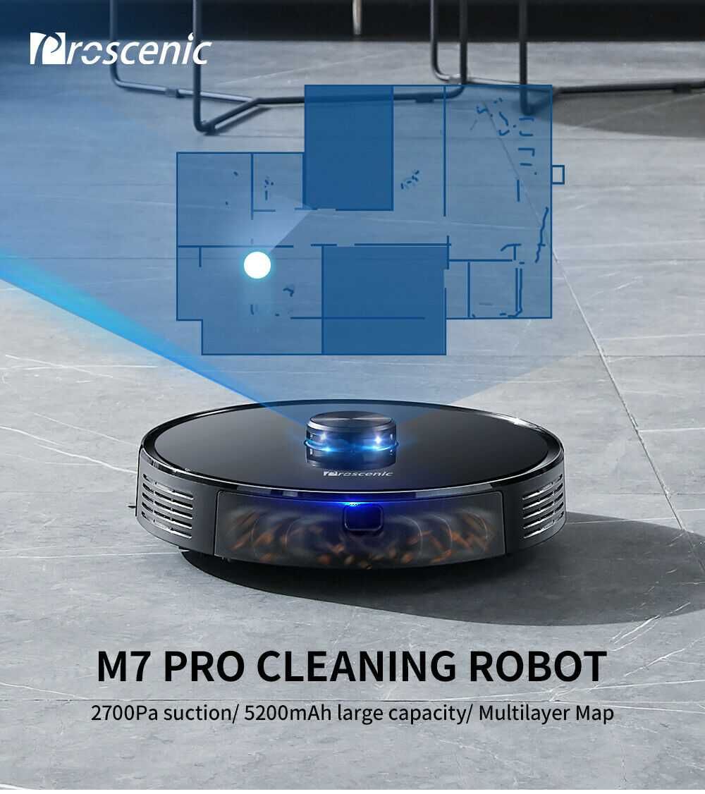Proscenic M7 Pro  флагман с лидар МОЮЩИЙ пылесос . База самоочистки