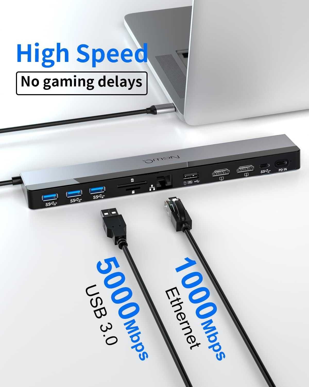 Stacja dokująca USB C Dual Monitor koncentrator 12w1 NewQ