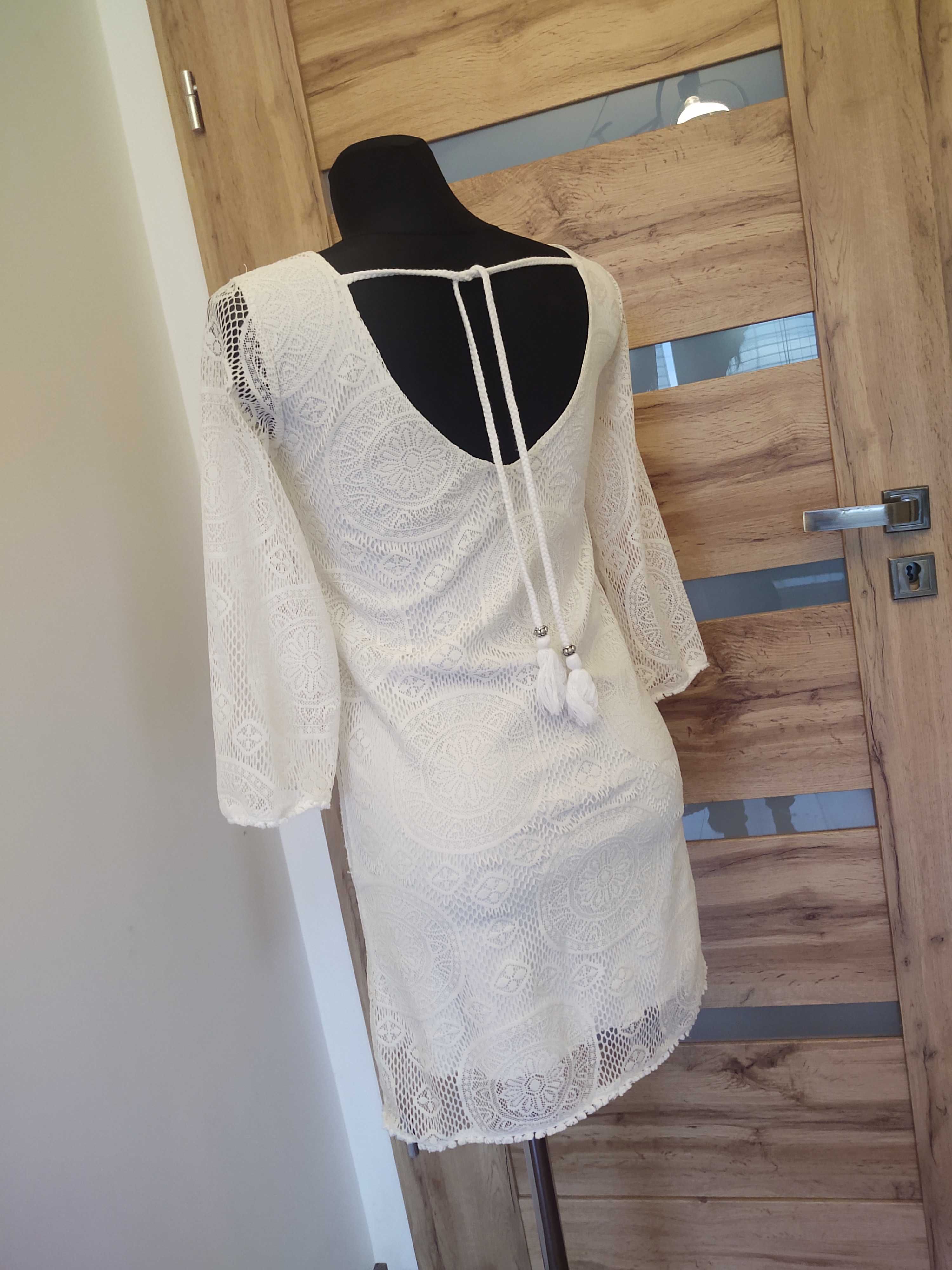Koronkowa sukienka Boho s/m biała