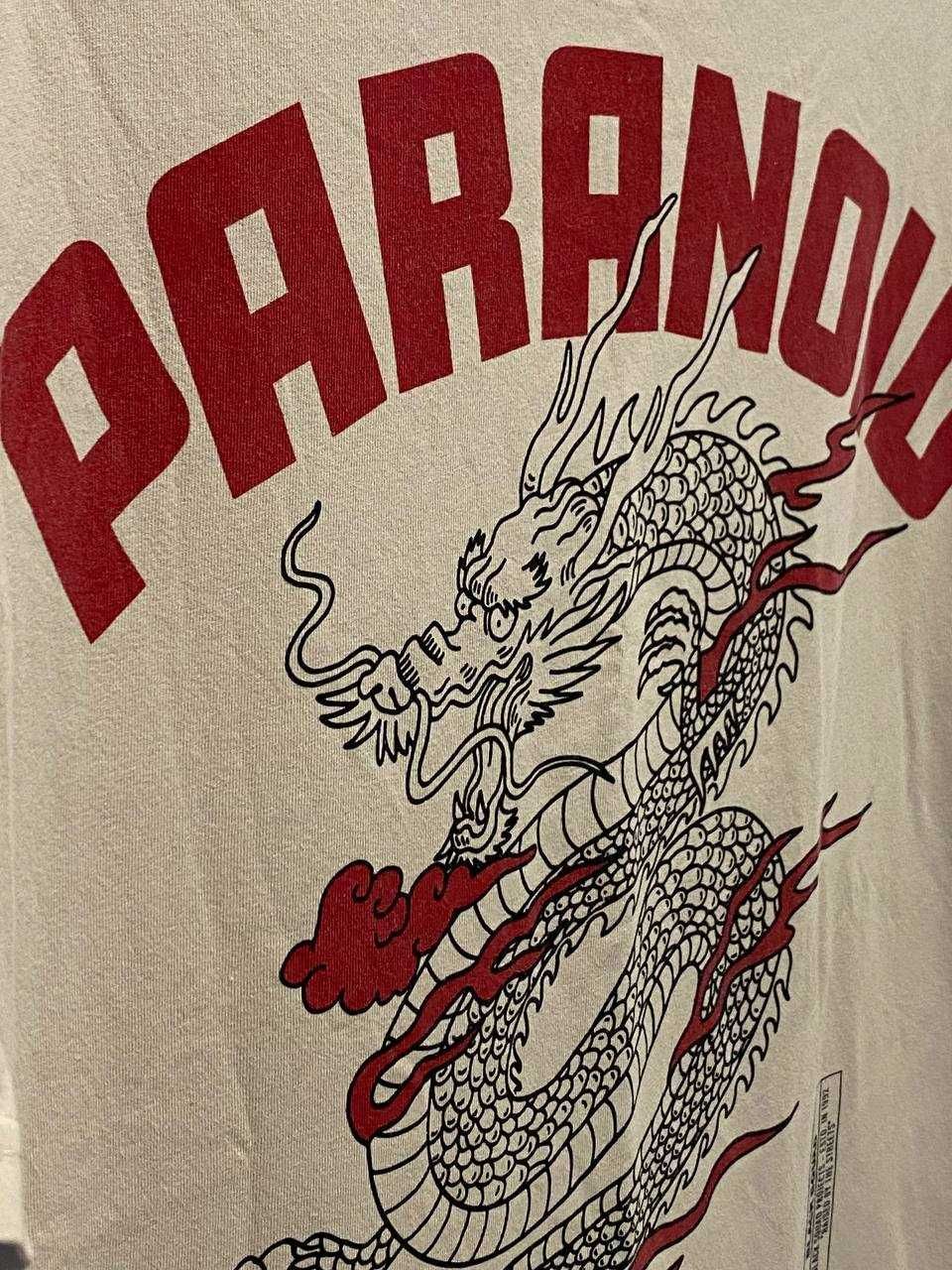 Футболка Black Squad бежевая с принтом дракона Paranoid  размер L