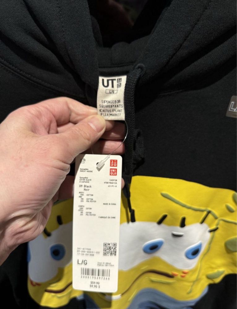 Футболка р.М Uniglo T-shirt SpongeBob SgurePants Cactus Plant Flea