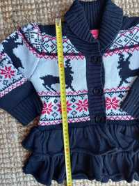 Ciepły sweterek kardigan dla dziewczynki, rozmiar 92