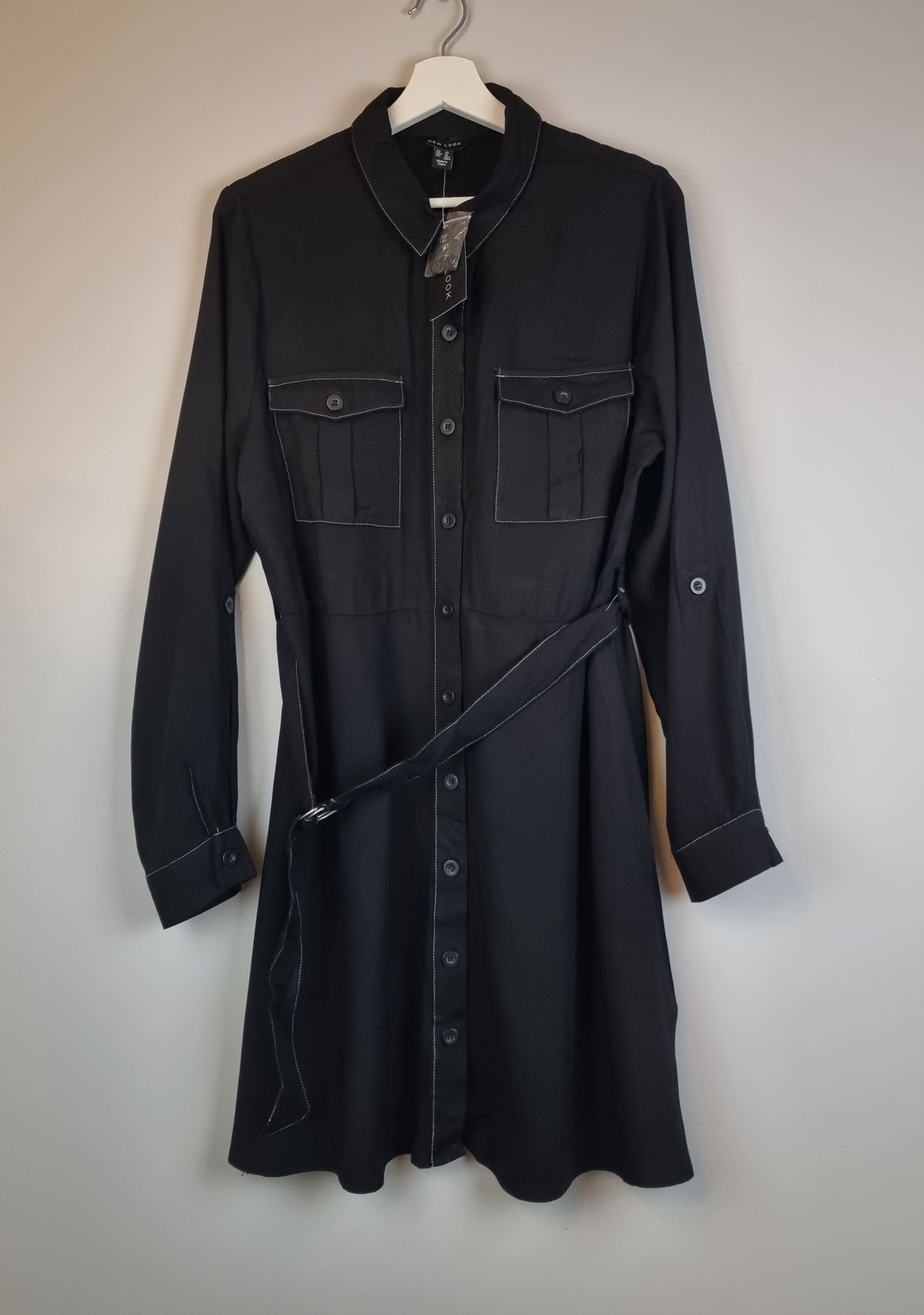 Sukienka koszulowa czarna szmizjerka rozmiar 44 nowa New Look