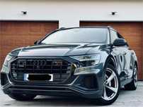 Audi Q8 55TFSI 340km, SalonPL, Daytona, S-Line, Kamery, Matrix, Hak, FV23%
