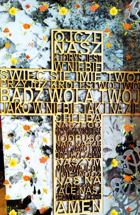 Krzyż drewniany duży z Modlitwą Ojcze Nasz