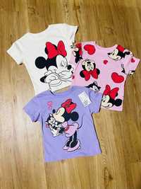 H&M koszulki dziewczece trzypak Minnie 98/104