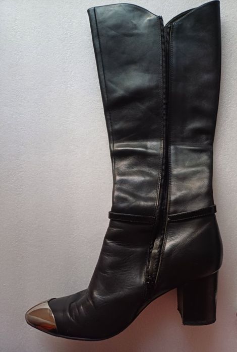 Buty, kozaki skórzane,  39 , szeroka łydka okazja