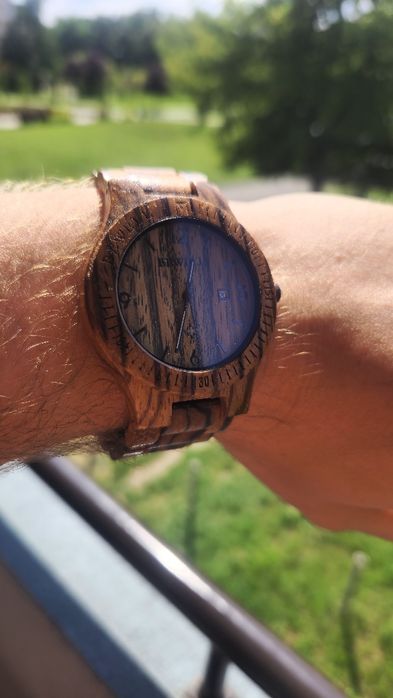 Zegarek drewniany BEWELL Vintage Kwarcowy z bransoletką i kalendarzem