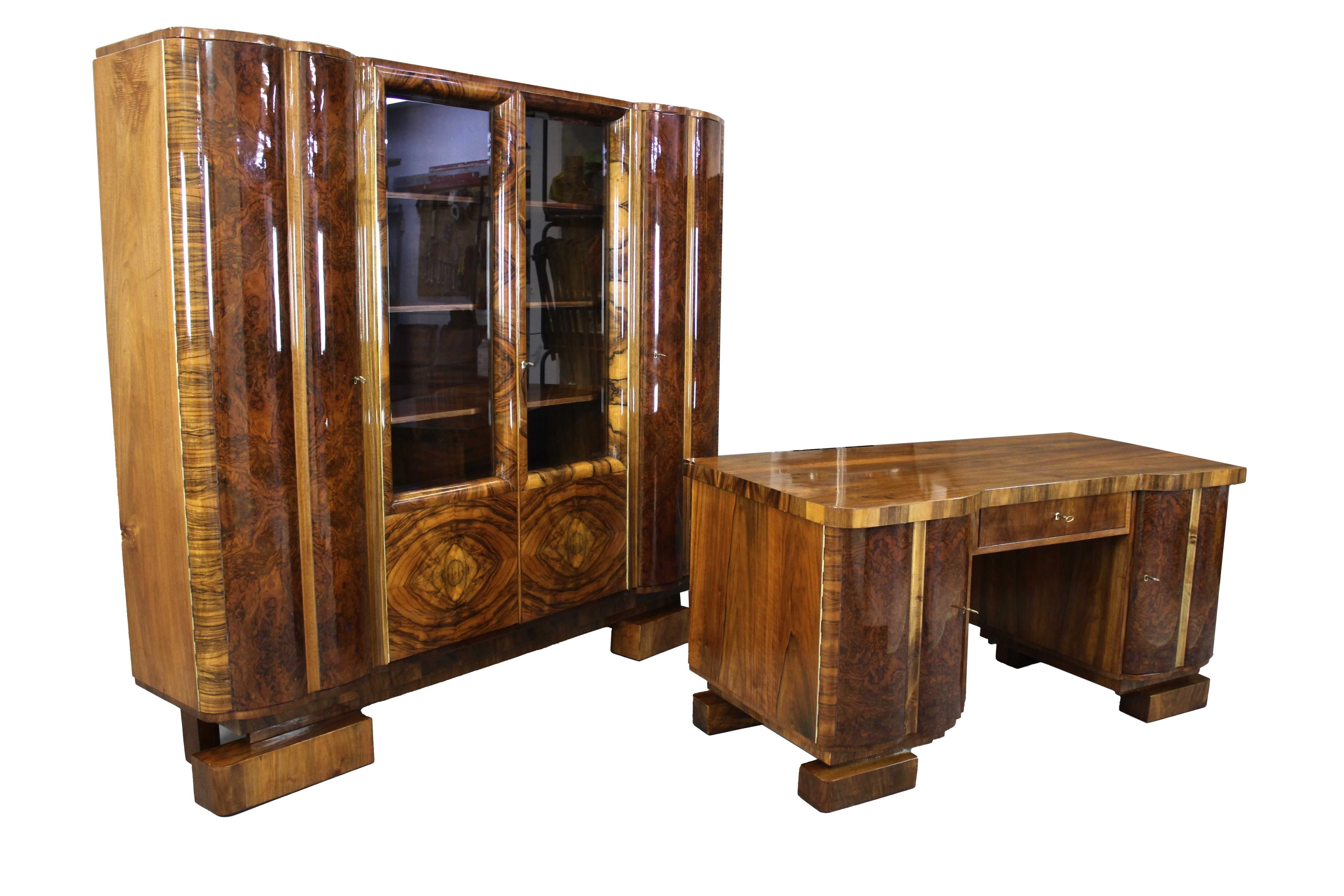 Piękny gabinet art - deco po renowacji / biurko i biblioteka / antyki