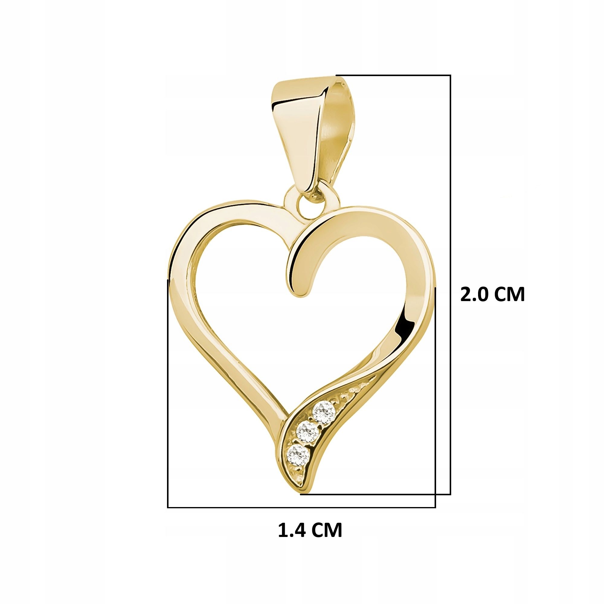 Złota Zawieszka Serce Z Cyrkoniami 925/585 Prezent Dla Mamy, Przyjació