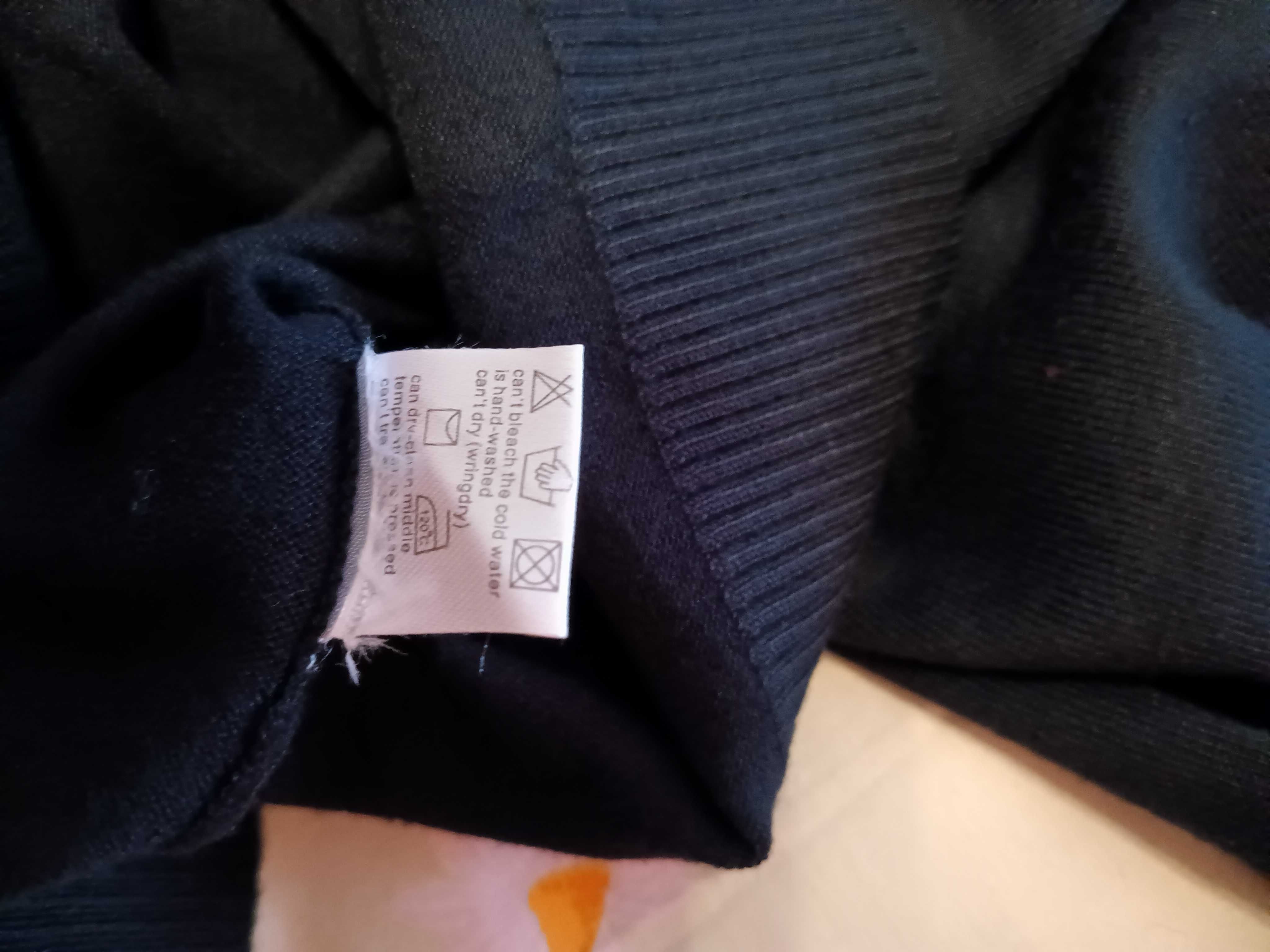 Sweter damski czarny z ozdobnym dekoltem Mizano bawełna/lycra/wełna