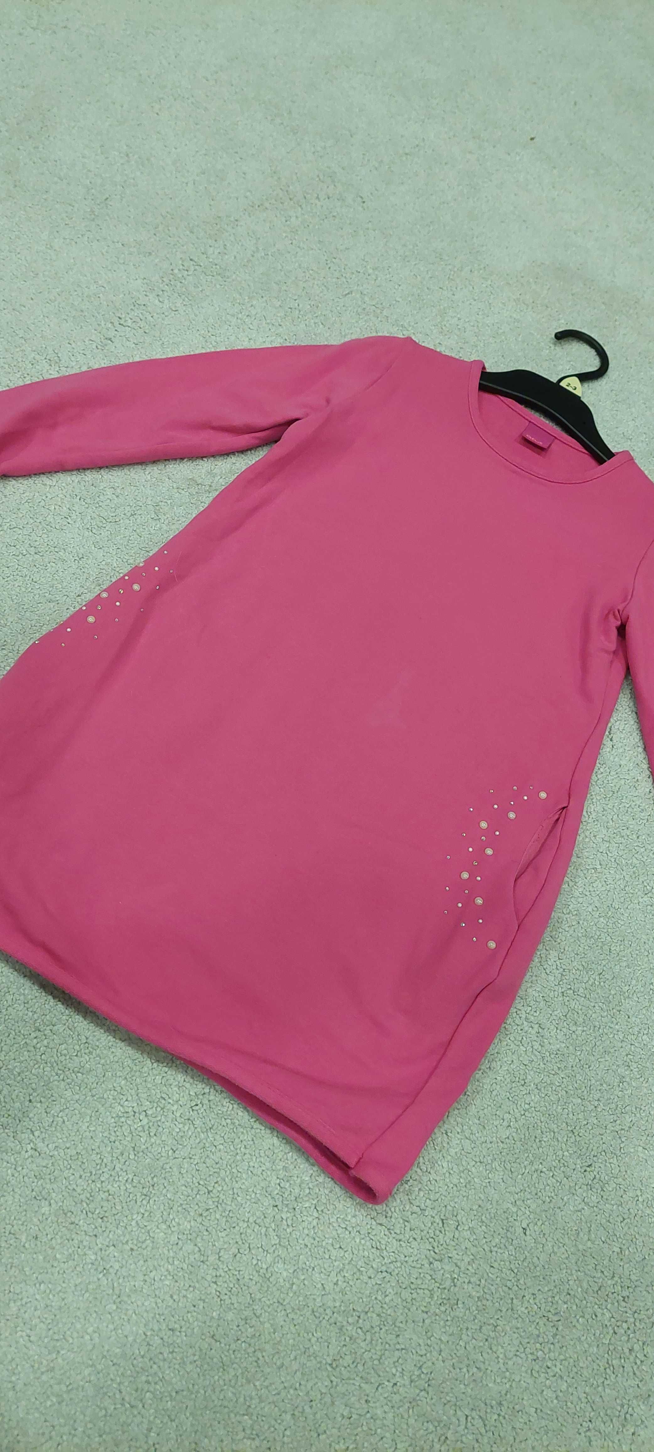 Tunika różowa z perełkami 122-134, sukienka Atut
