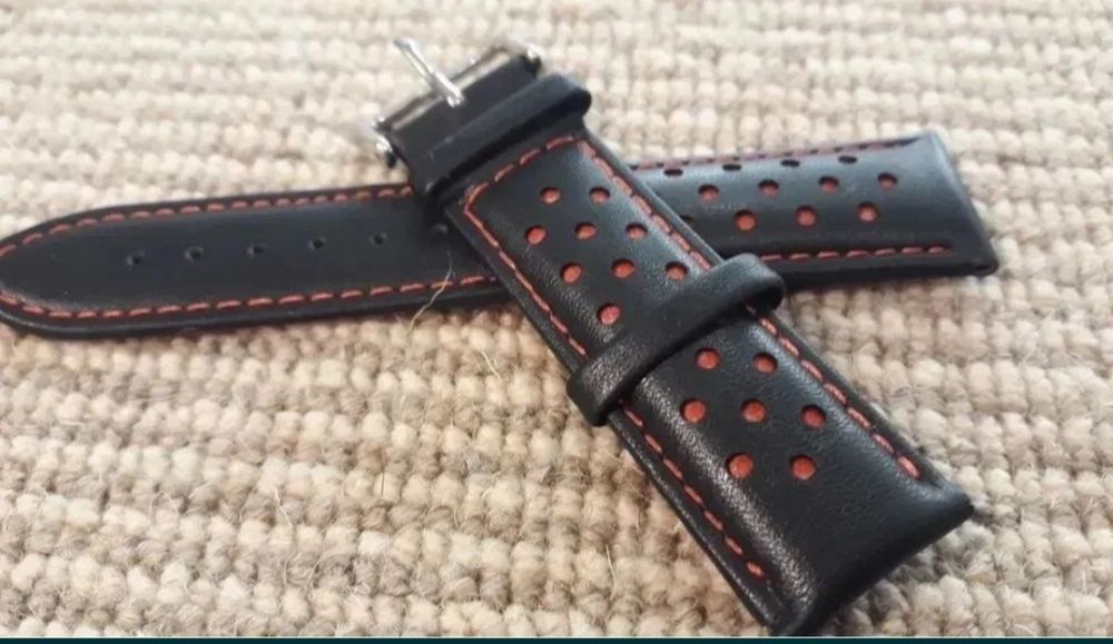 Bracelete Pele 22mm Prespontos Vermelho Seiko Tissot Citizen Hamilton