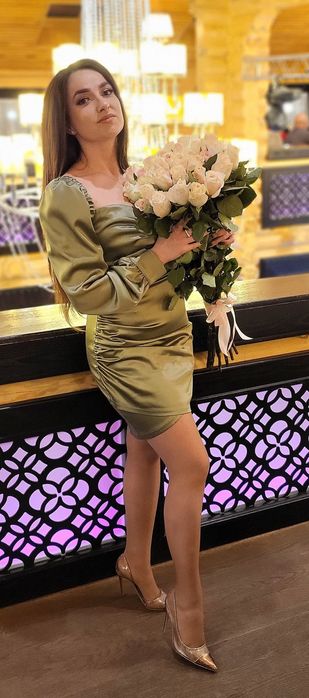 Сукня атлас оливка