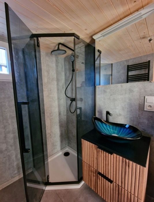 Domek mobilny całoroczny 12m*4,71, 56,5m2pow.zabudowy + antresola 20m.