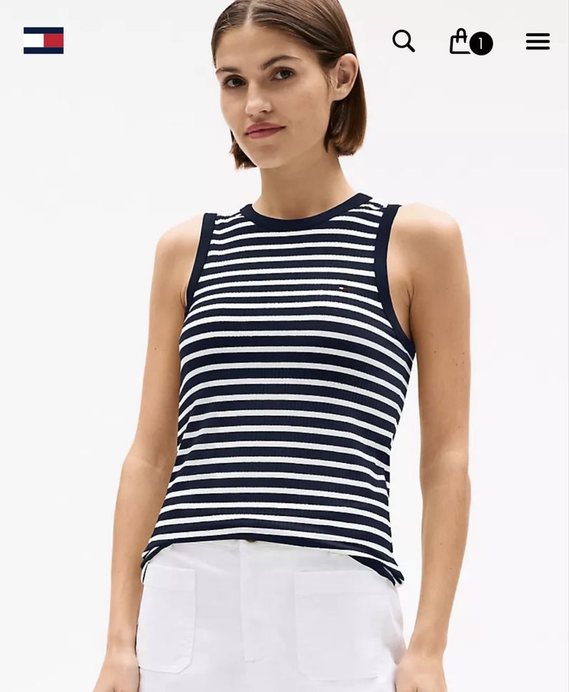 Tommy Hilfiger майка топ в рубчик смугаста