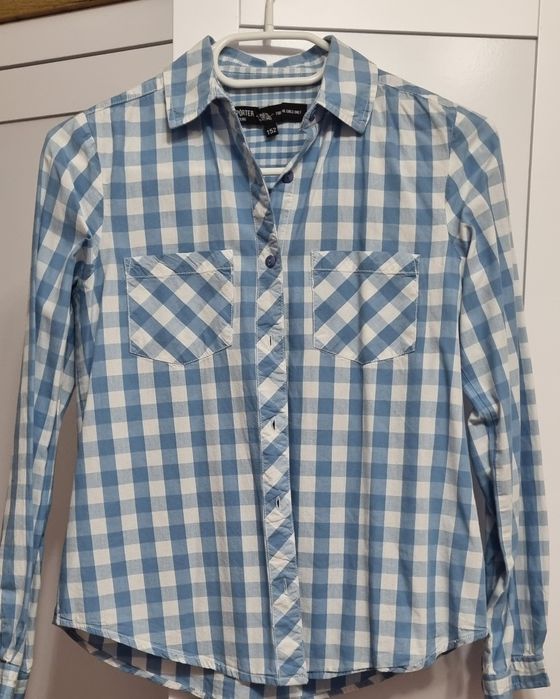 Błękitne koszule dziewczęce w rozm. 152