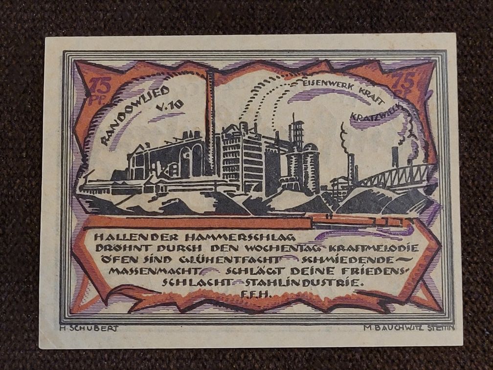 Notgeld pieniądz zastępczy Miejscowość Szczecin, Stettin 1921r banknot