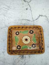 Ceramiczna Prostokątna Misa - ręcznie malowana - vintage