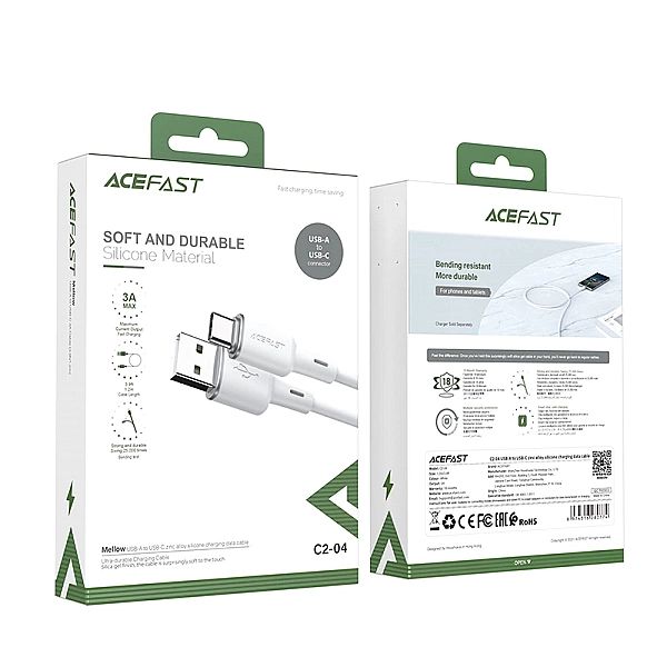 Acefast kabel USB - USB Typ C 1,2m, 3A biały (C2-04 white)