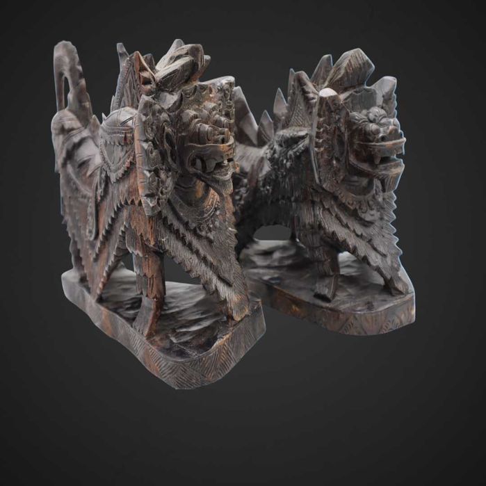 Ręcznie rzeźbione figurki przedstawiające smoki 2 SZT  B5/040575