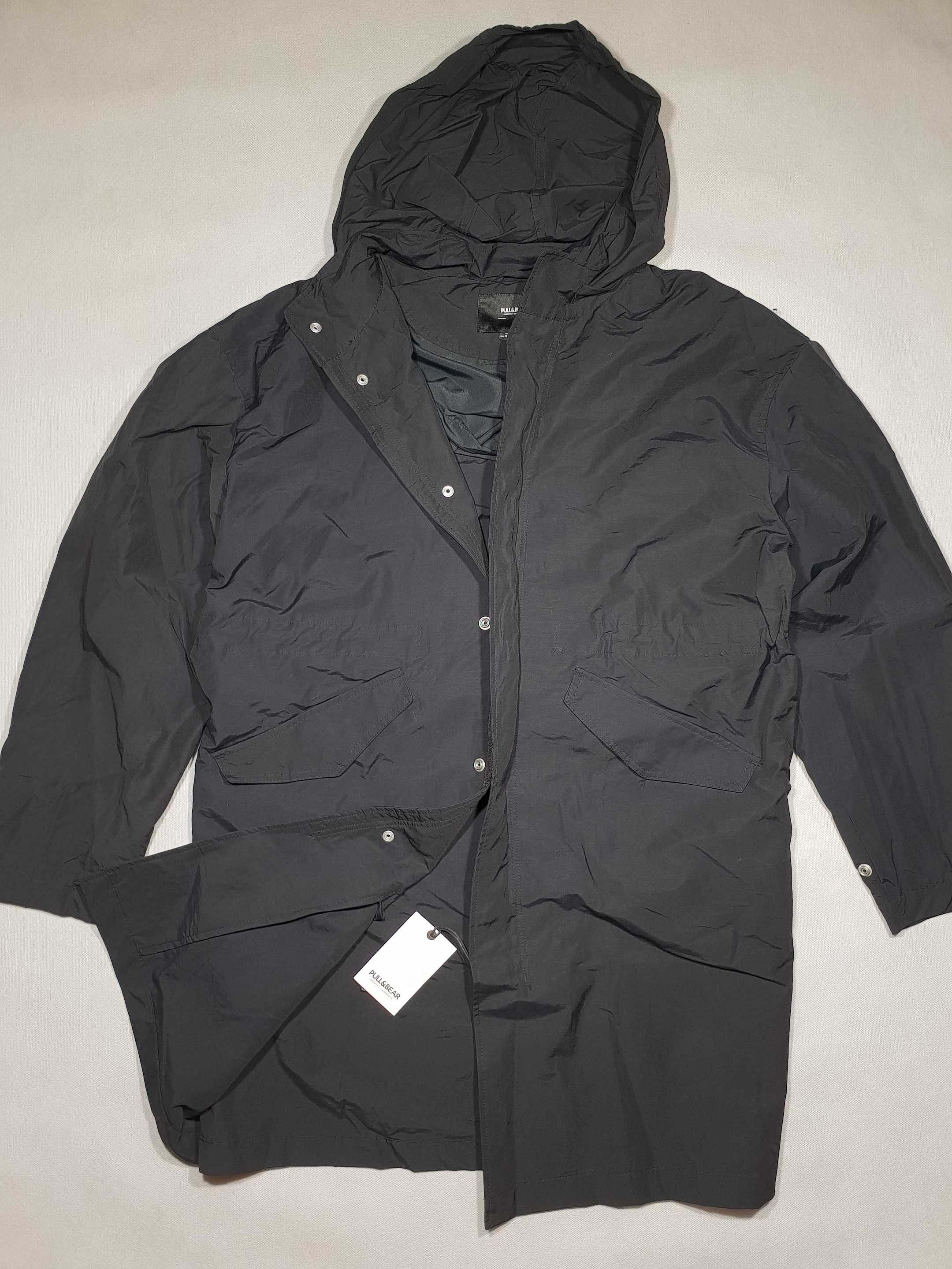 PULL BEAR męska czarna kurtka parka M