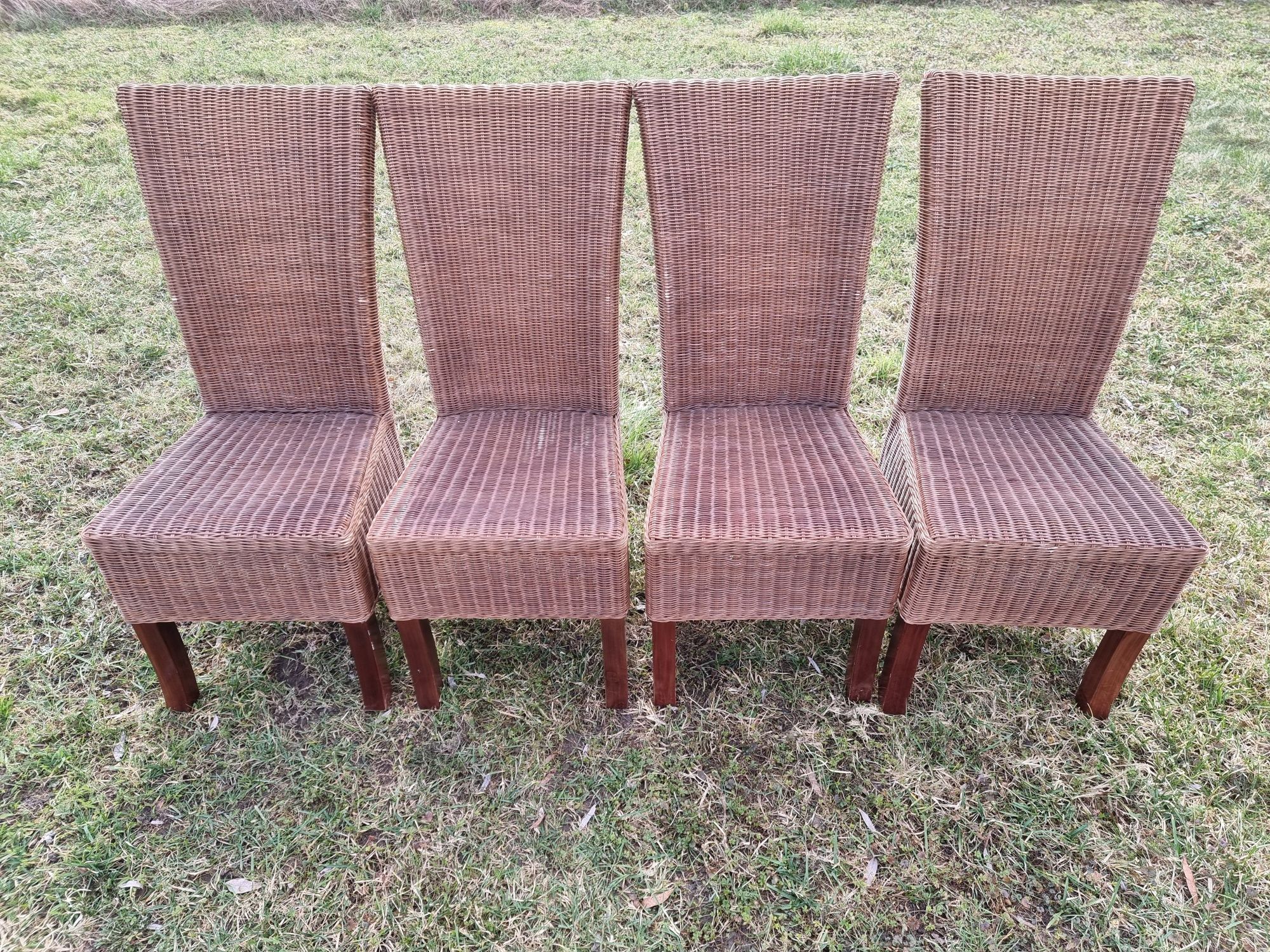 Krzesla ratanowe ciemne 4 sztuk stylowe bambusowe nowoczesne
