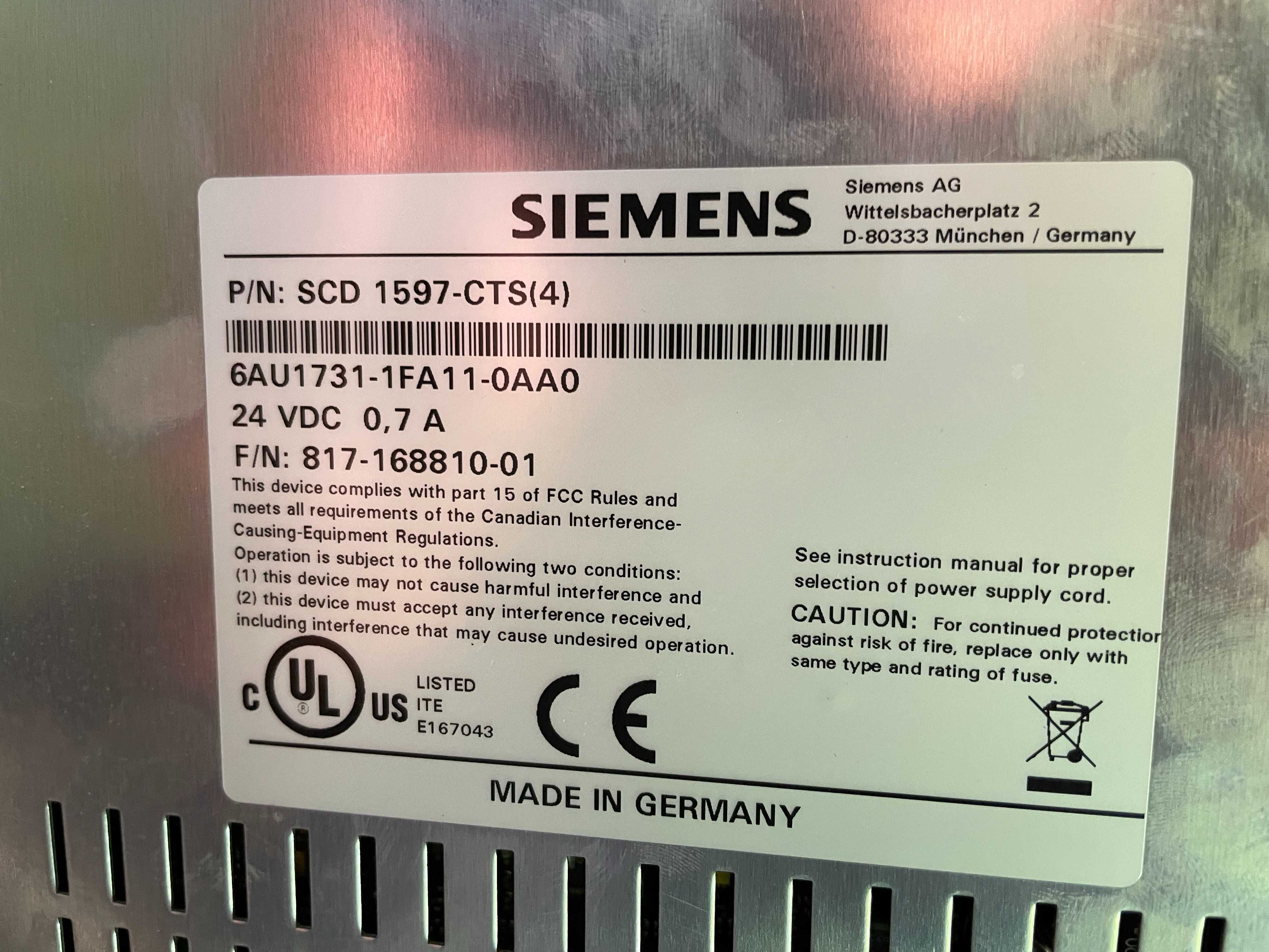 Ramie nośne panela sterowania Siemens 6AU1731-1FA11