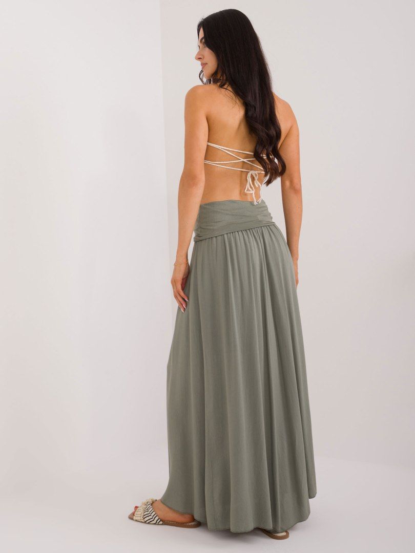 OCH BELLA Spódnica 2w1 Khaki Rozkloszowana Maxi L