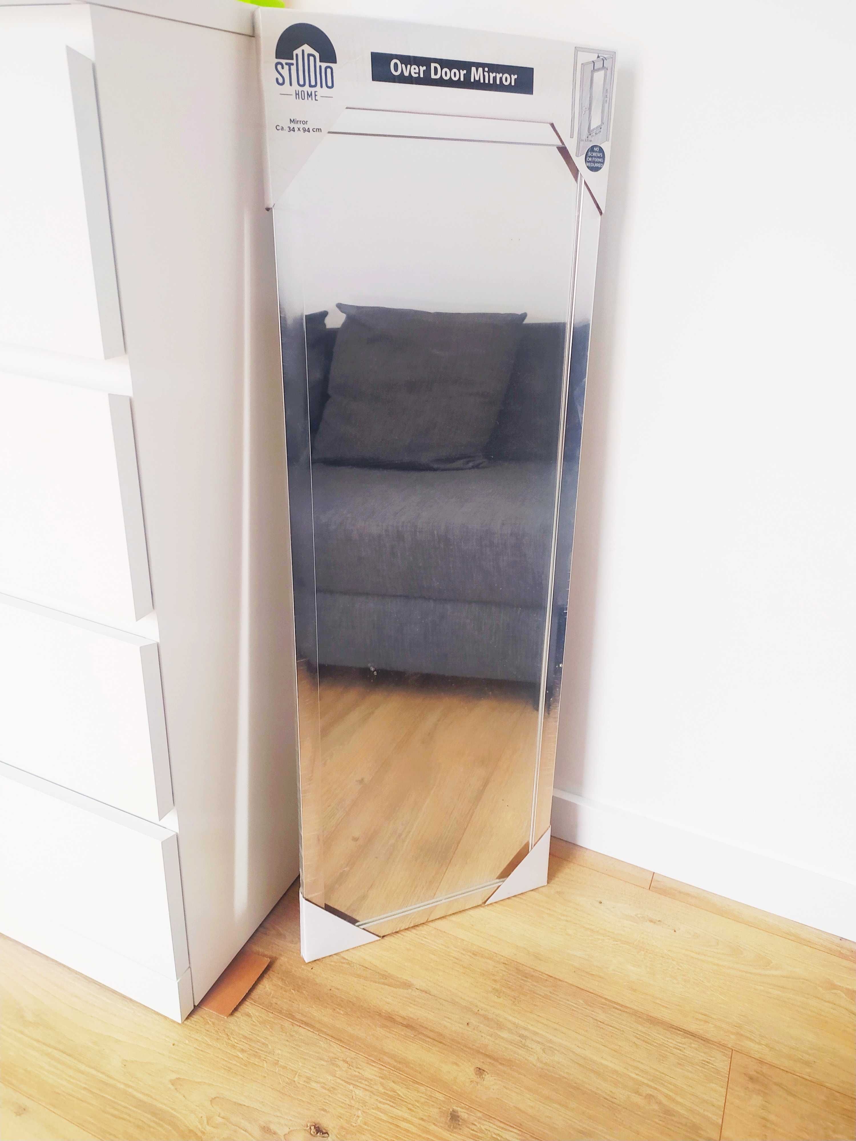 Nowe lustro na drzwi srebrne 90 x 30 cm