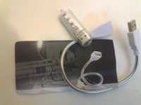 Extenção USB, 30cm fléxível mais lampada LED USB.