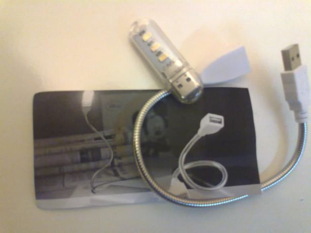 Extenção USB, 30cm fléxível mais lampada LED USB.