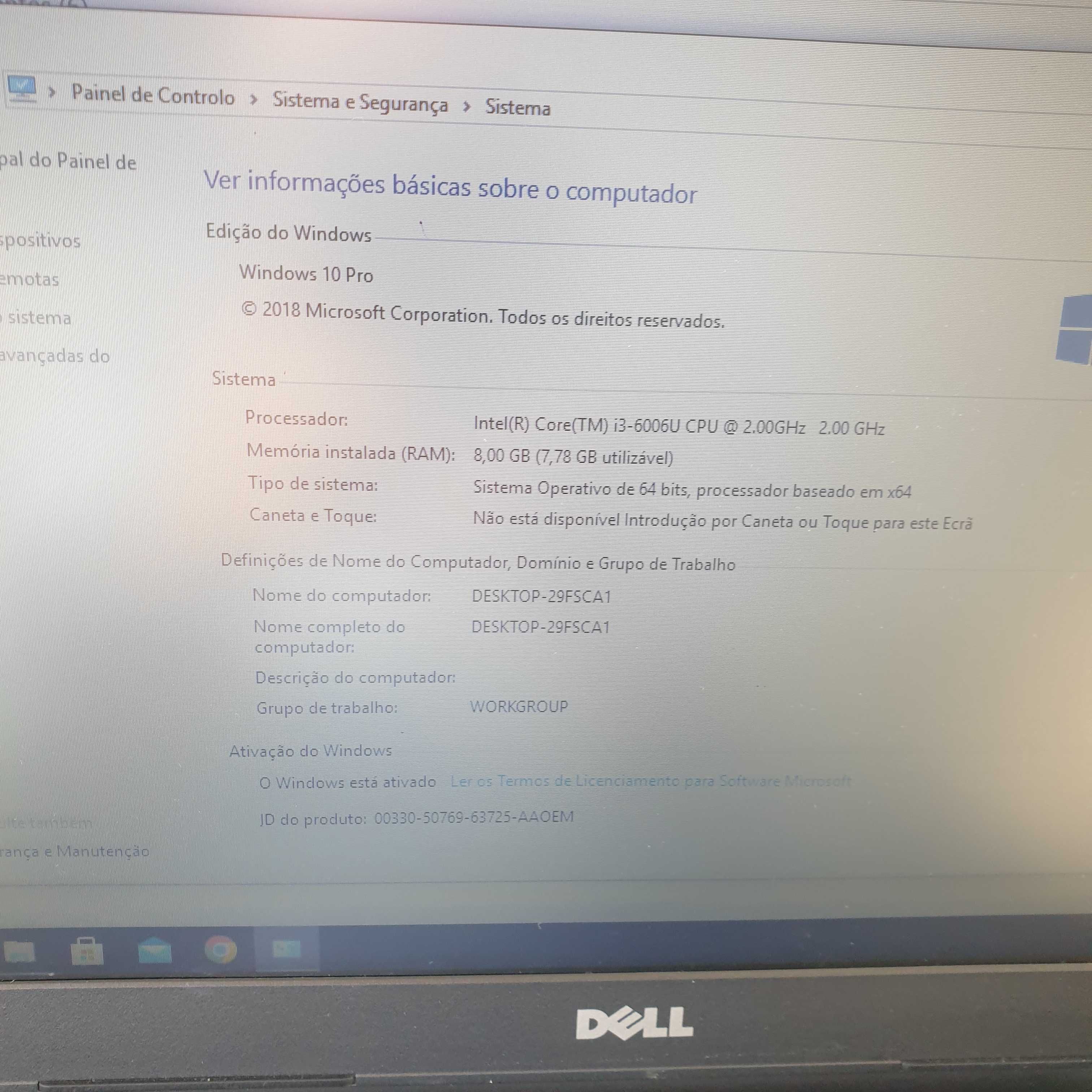 dell vostro 15-3568, processador i3-6006U, disco sata 500gb