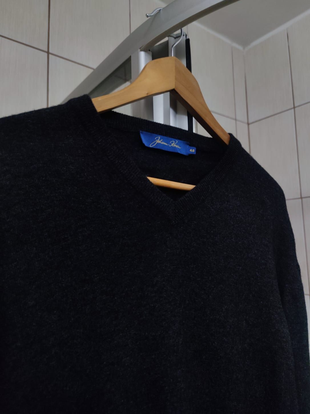 sweter sweterek męski Johann Konen 48 L długi rękaw denim classic spor