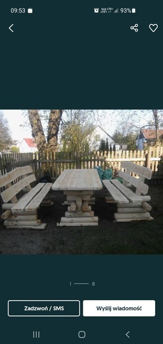 Meble ogrodowe z bali