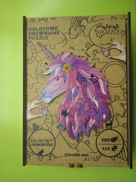 Puzzle drewniane dla dzieci i dorosłych wzór JEDNOROŻEC 112 elementów