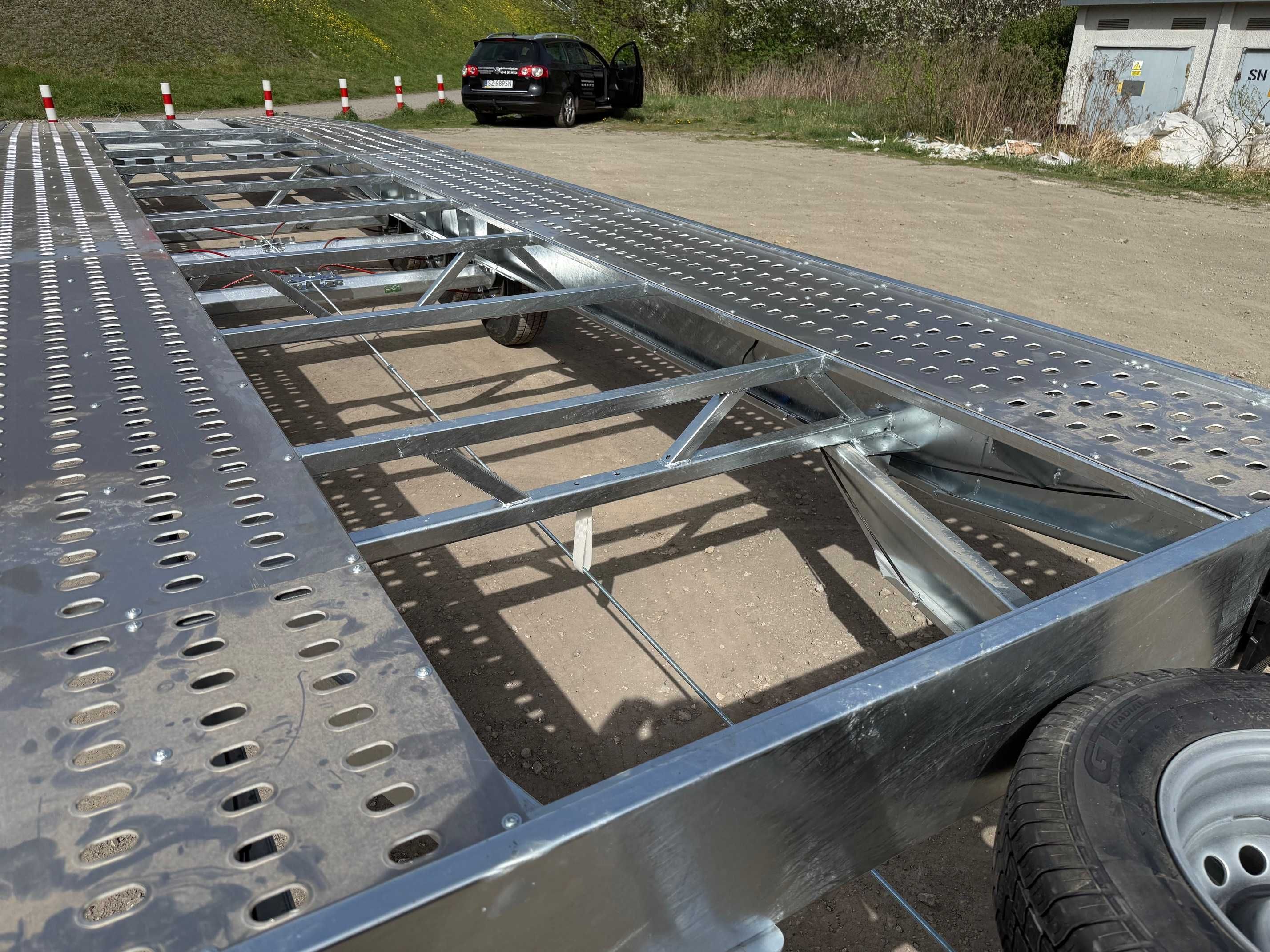 Przyczepa Laweta na 2 auta 8,5m 850cm ALUMINIOWE NAJAZDY VDI 2700-8.1!