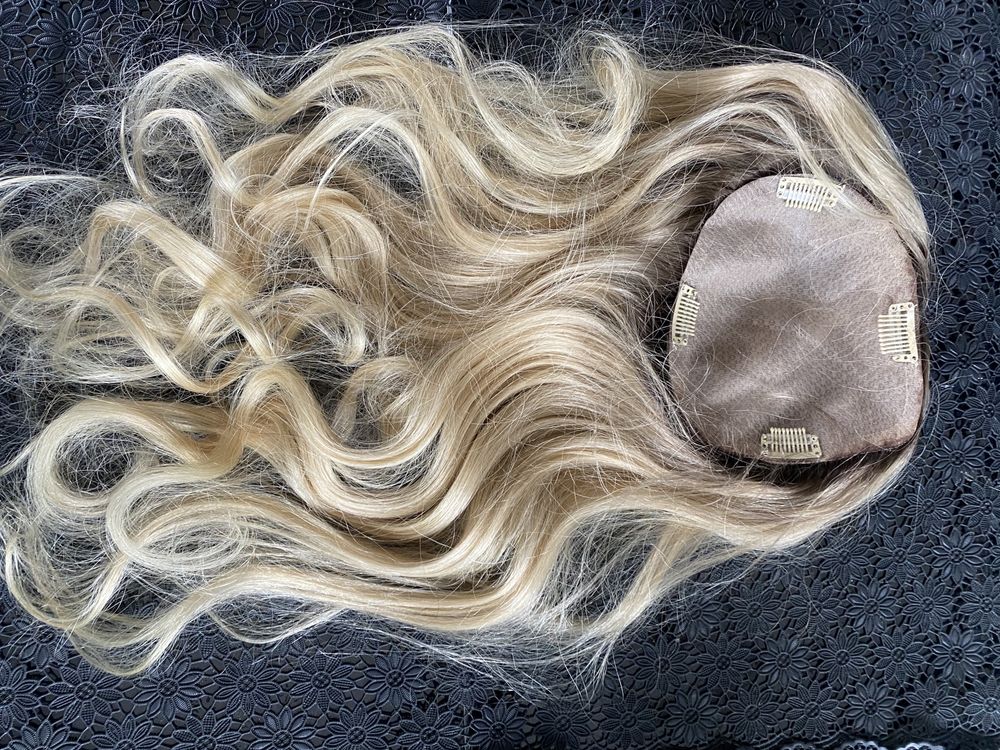 Toper wig mikroskóra treska dopinka naturalne malezja 50 cm blond