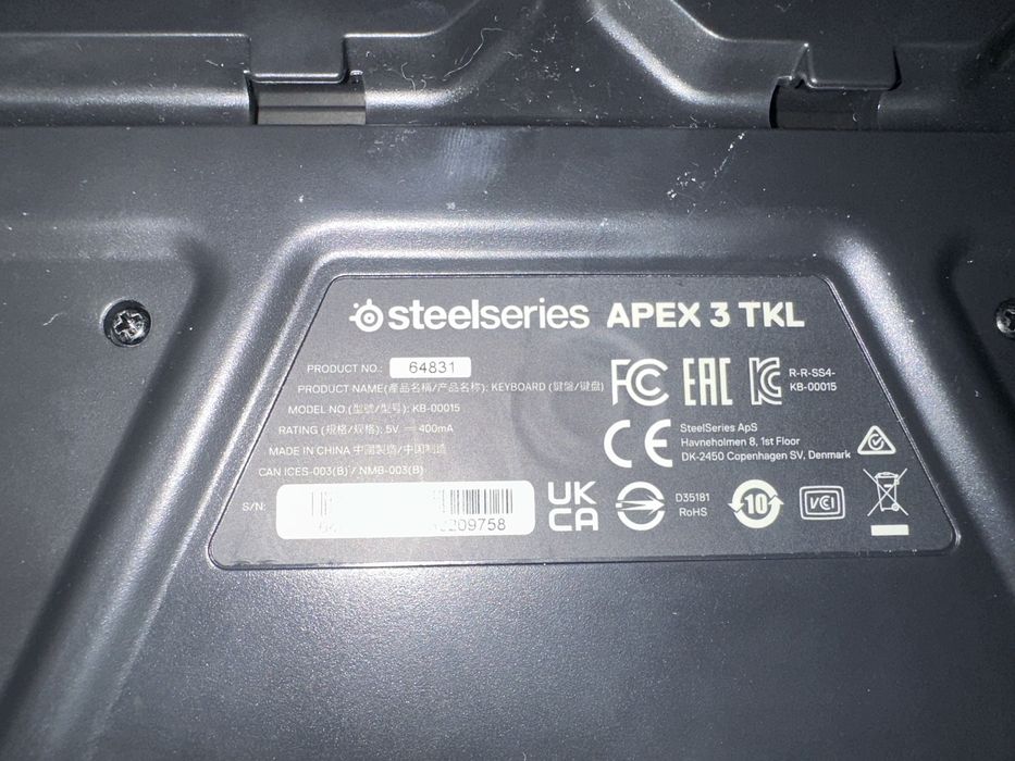 Klawiatura steelseries apex 3 tkl