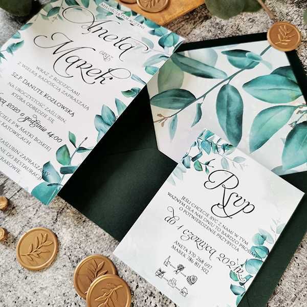 Zaproszenia Ślubne Jednokartkowe Z Bilecikiem SL152