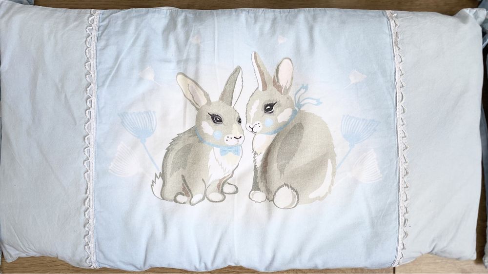 Бампер (бортіки) у дитяче ліжечко на 4 сторони Summer bunny blue