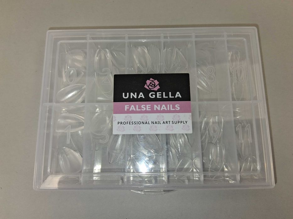 N073 Tipsy Migdał UNA GELLA Przezroczyste Sztuczne Paznokcie Żel