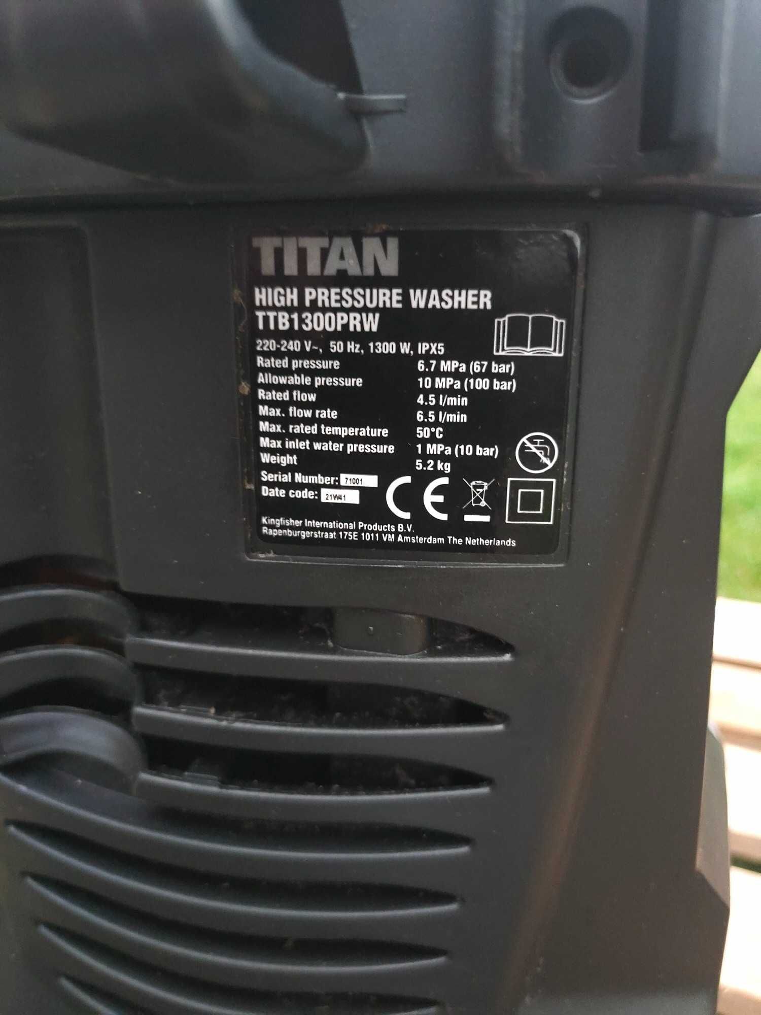 Myjka ciśnieniowa TITAN TTB1300PRW 100 bar 1300 W